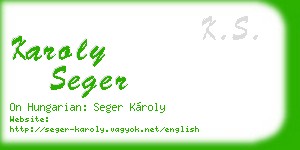 karoly seger business card