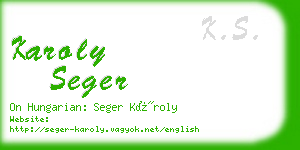 karoly seger business card